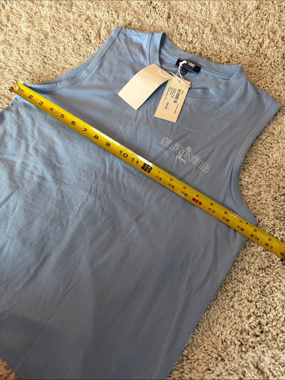 Evereve Light Blue Sleeveless Crewneck Tank with Chest Logo - Picture 6 of 7